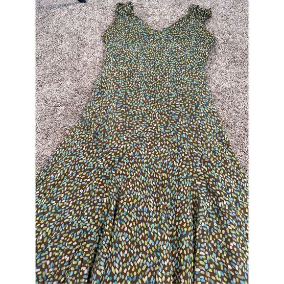 Vintage Y2K Talbots Petite 8 Silk Slip Drop Waist Midi Dress Chiffon Brown Fairy - Picture 10 of 11